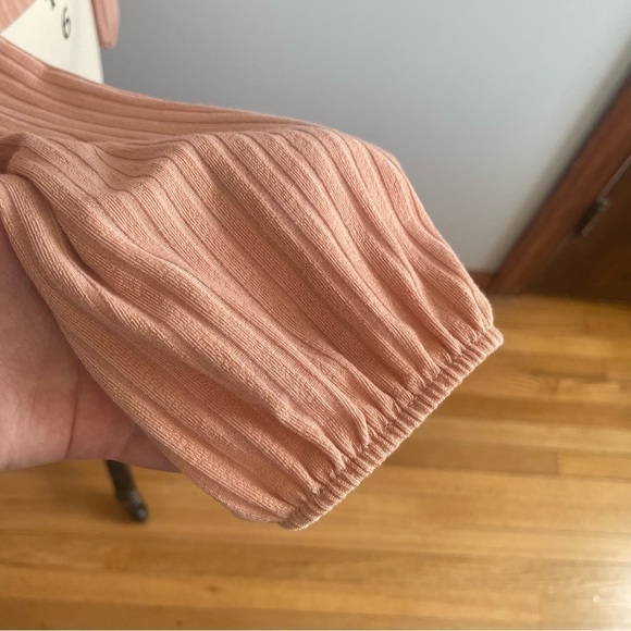 Miss Selfrige x ASOS Open Back Long Sleeve Rib Top- Pink-Size 8 - Picture 2 of 5